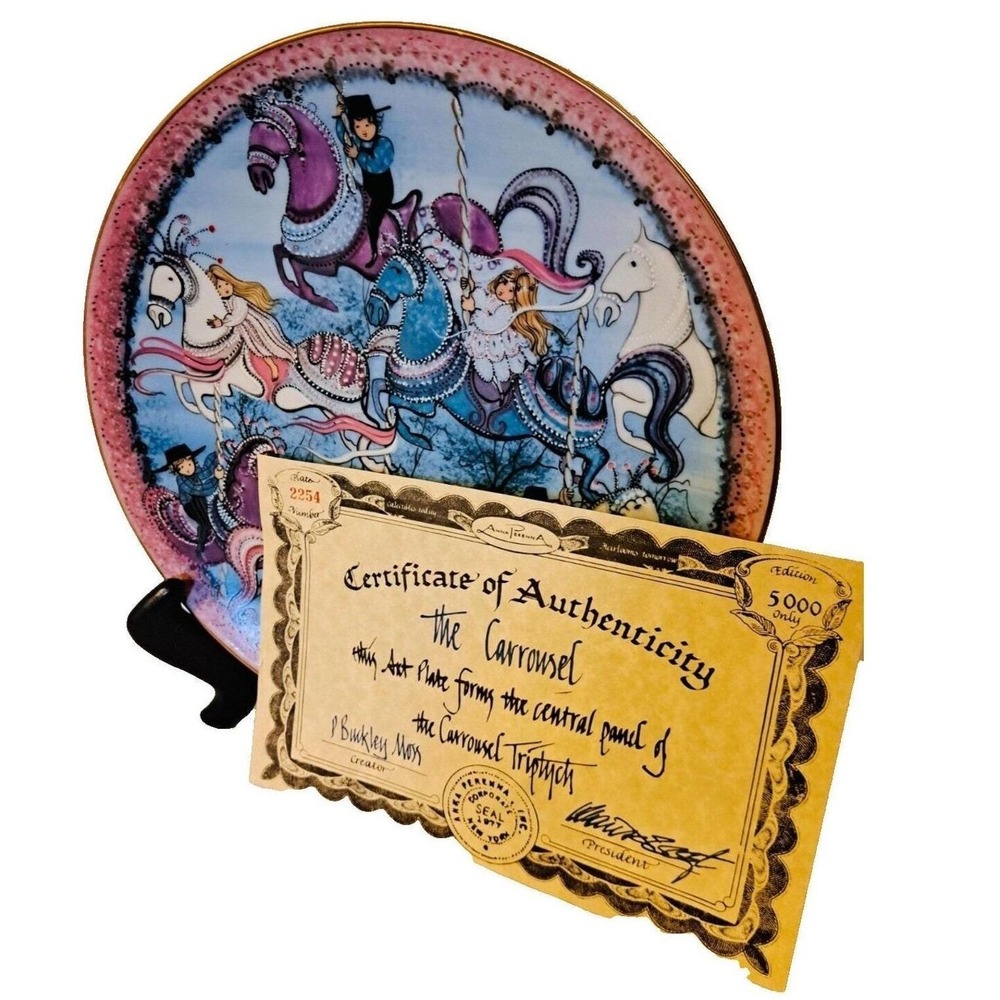 P Buckley Moss Anna-Perenna The Carrousel Limited Edition Collector Plate COA